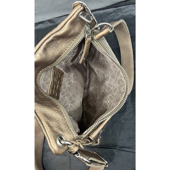 Fossil Pebble Grain Leather Crossbody Handbag Purse Bronze Metallic Pockets - Picture 11 of 14